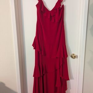 Lulu's Red Asymmetrical Tiered Cocktail Dress